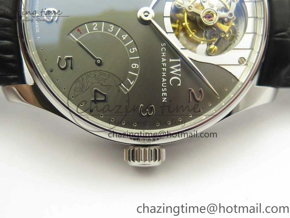 MIROTIME 0106 Portuguese Tourbillon IW5046 SS ZF Best Edition Gray Dial on Black Leather Strap SunProtective 7147